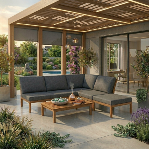 Vrtna kotna garnitura Milano Corner Free z udobnimi blazinami