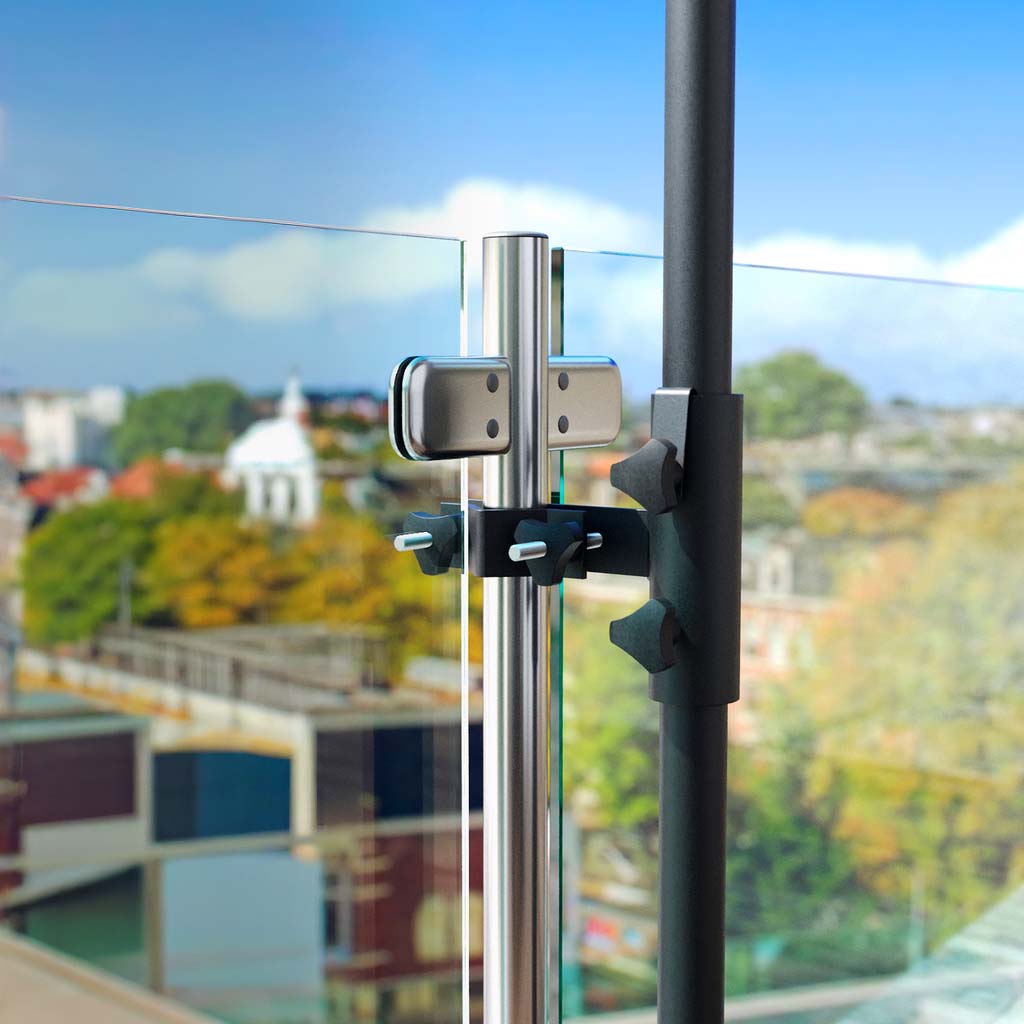 Balkonski nosilec senčnika za vertikalno okroglo ograjo