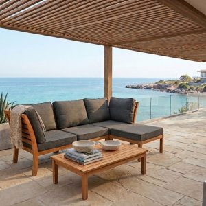 Zunanja vrtna garnitura iz akacije in blazinami