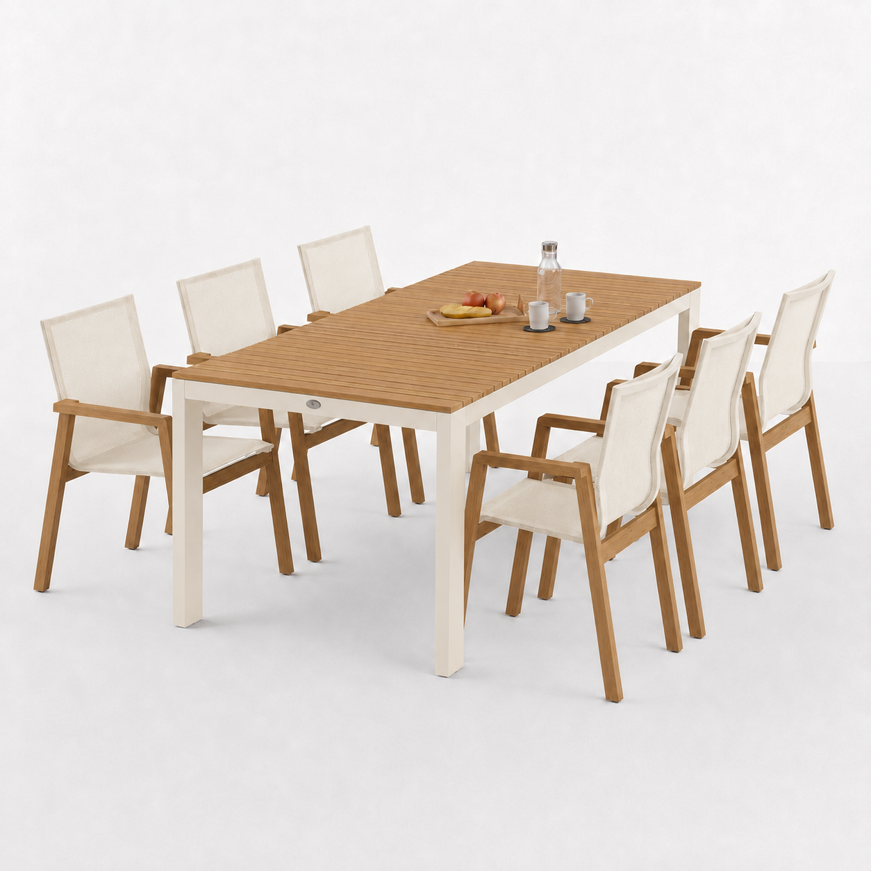 Miza Aspen 220 Teak Top Ivory